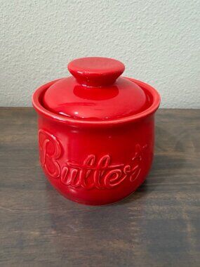 Red Ceramic Butter Bell Butter Crock